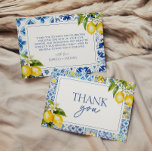 Amalfi Coast Lemon Thank You Card<br><div class="desc">Inspired by the charm of the Amalfi Coast,  this thank you card features watercolor lemons,  Mediterranean tile patterns,  and elegant blue typography. A beautiful way to send love and gratitude after your celebration.</div>