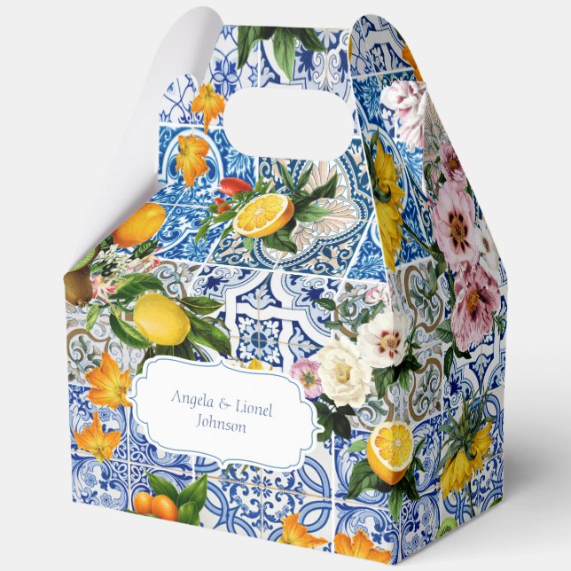 Amalfi Coast Lemon Tiles Italy Favor Boxes (Front)