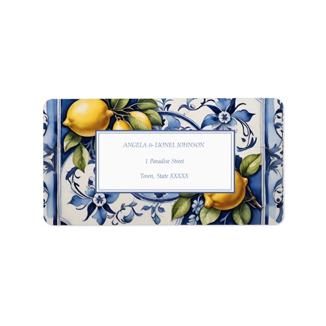 Amalfi Coast Lemon Tiles Italy Personalized names Label (Front)