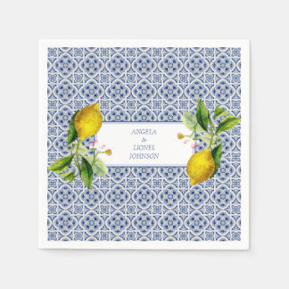 Amalfi Coast Lemon Tiles Italy Personalized names Napkins