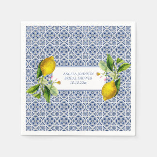 Amalfi Coast Lemon Tiles Italy Personalized names Napkins