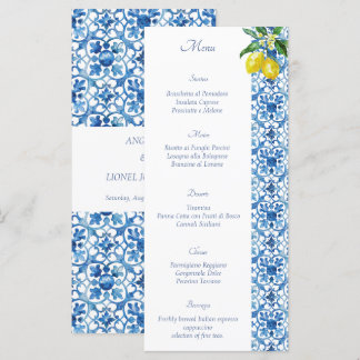 Amalfi Coast Lemon Tiles Italy Wedding Menu