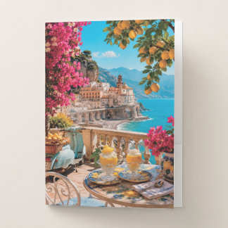 Amalfi Coast Lemon Vespa Coastal Pocket Folder