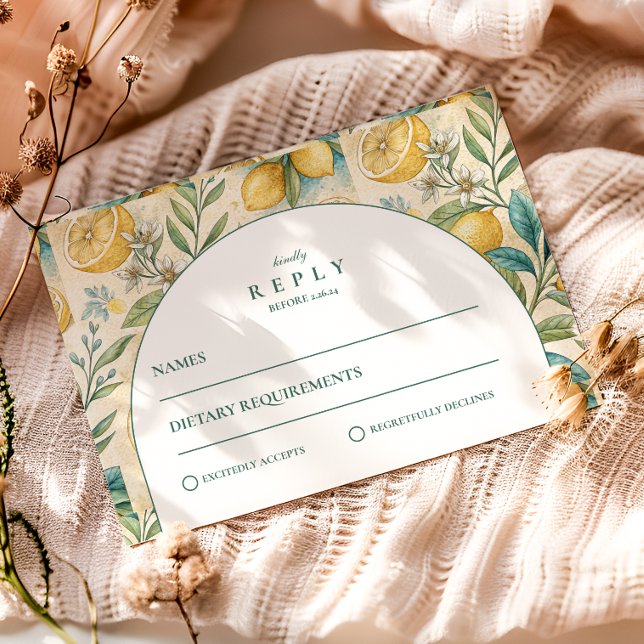 Amalfi Coast Lemon Wedding RSVP Card (Creator Uploaded)