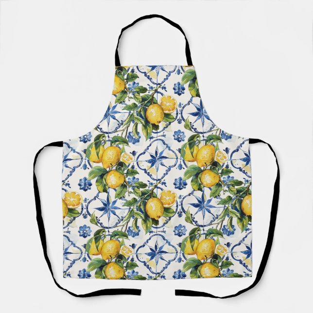 Amalfi Coast Lemons and Tiles Pattern Apron (Front)