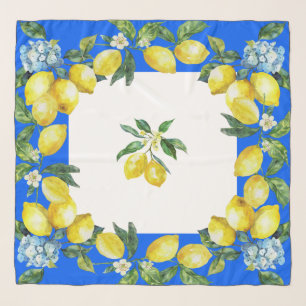 Amalfi Coast Lemons Ocean Blue Scarf