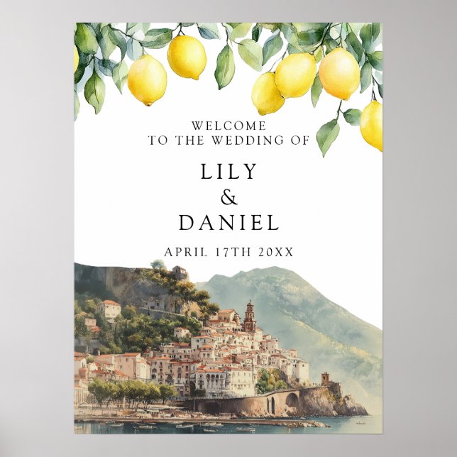 Amalfi Coast Lemons Wedding Welcome Sign (Front)