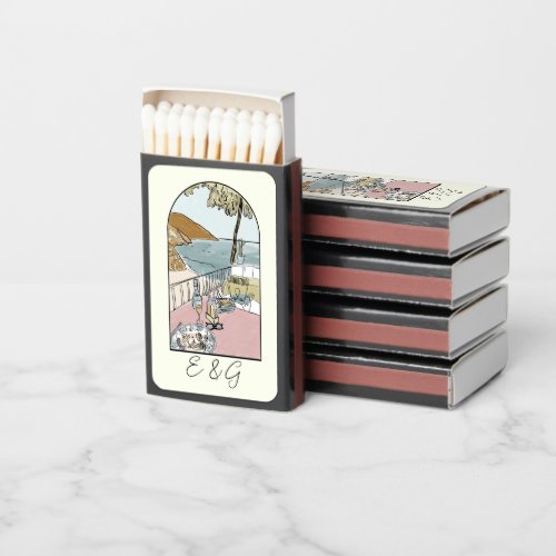  Amalfi Coast Matchbook Wedding Favors   Matchboxes