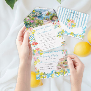 Amalfi Coast Mediterranean Italian Wedding All In One Invitation