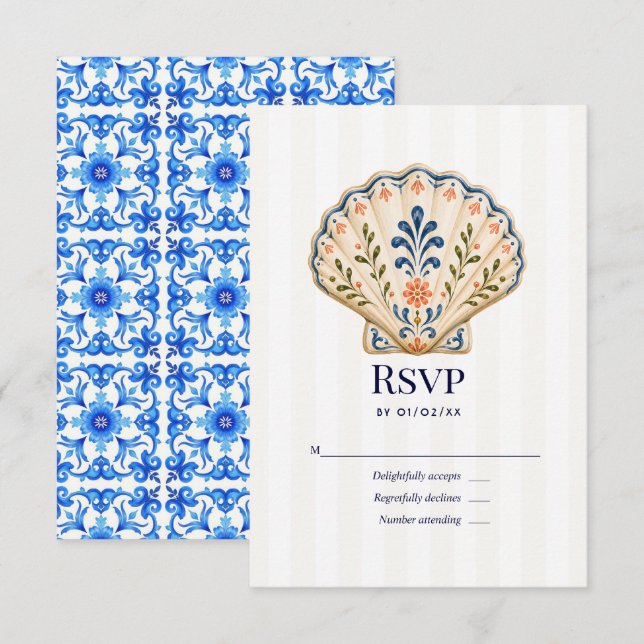 Amalfi Coast Mediterranean Italian Wedding RSVP Card (Front/Back)