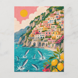 Amalfi Coast Mediterranean Lemon Italian Sardine Postcard