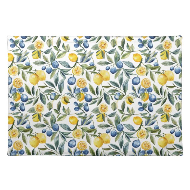 Amalfi Coast Mediterranean Lemon Table Cloth Placemat (Front)