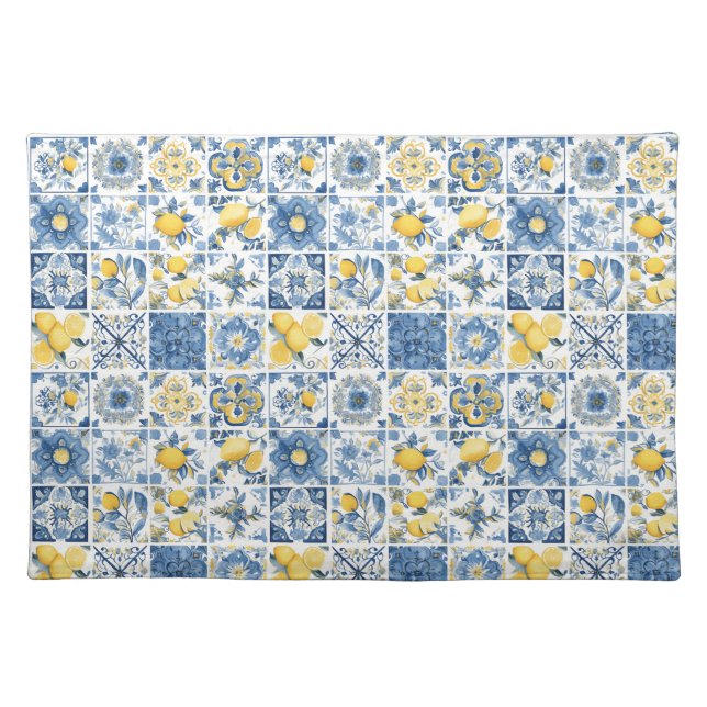 Amalfi Coast Mediterranean Lemon Table Cloth Placemat (Front)
