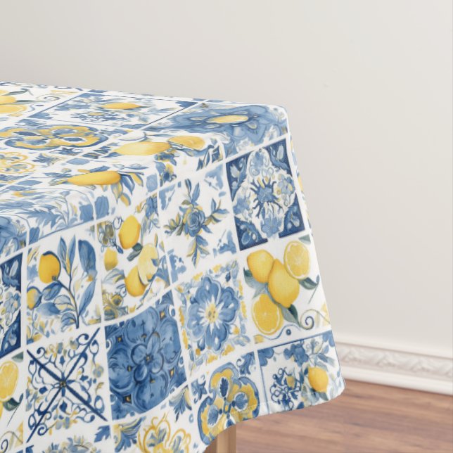 Amalfi Coast Mediterranean Lemon Tablecloth (In Situ)