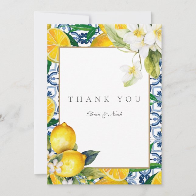 Amalfi Coast Mediterranean Lemon Thank You Card (Front)