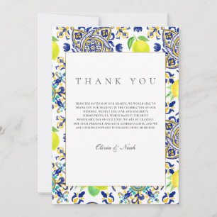 Amalfi Coast Mediterranean Lemon Thank You Card