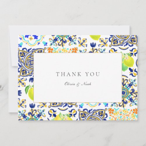 Amalfi Coast Mediterranean Lemon Thank You Card