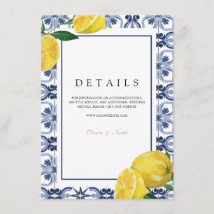 Amalfi Coast Mediterranean Lemon Tiles Details Enclosure Card