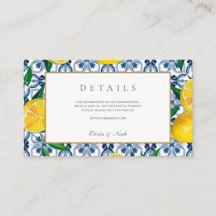 Amalfi Coast Mediterranean Lemon Tiles Details Enclosure Card