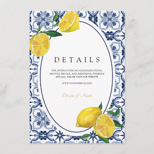 Amalfi Coast Mediterranean Lemon Tiles Details  Enclosure Card