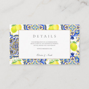 Amalfi Coast Mediterranean Lemon Tiles Details Enclosure Card