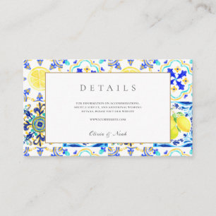 Amalfi Coast Mediterranean Lemon Tiles Details Enclosure Card