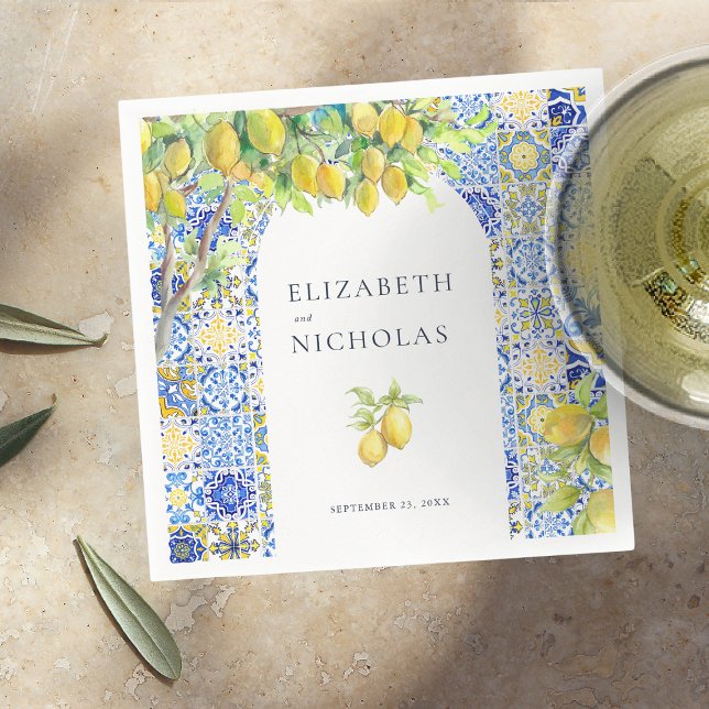 Amalfi Coast | Mediterranean Lemon Tiles Napkins (Creator Uploaded)