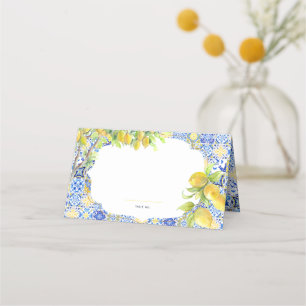 Amalfi Coast   Mediterranean Lemon Tiles Place Card