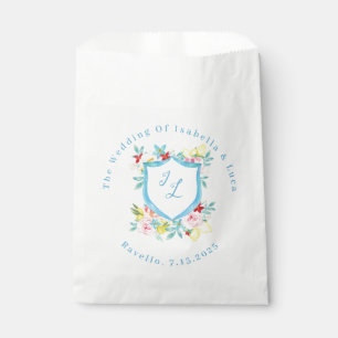 Amalfi Coast Mediterranean Monogram Crest Wedding Favor Bag