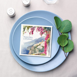 Amalfi coast Mediterranean monogram printed Napkins