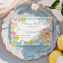 Amalfi Coast Mediterranean wedding RSVP card