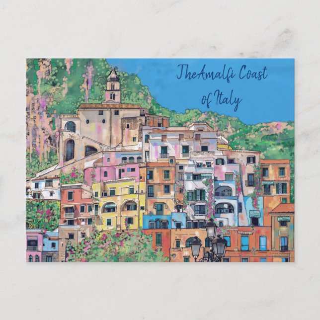Amalfi Coast of Italy Traditional Art Postcard (Front)