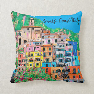 Amalfi Coast of Italy Traditional Digital Art Throw Pillow