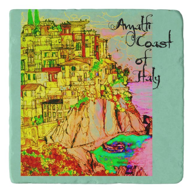 Amalfi Coast of Italy Trivet by Artist (Front)