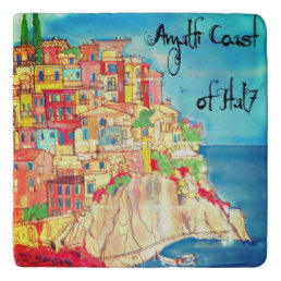 Amalfi Coast of Italy Watercolor Trivet