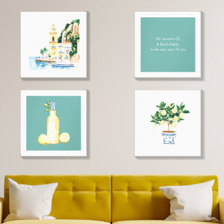 Amalfi Coast Photo Tile Set of 4 | Mediterranean L