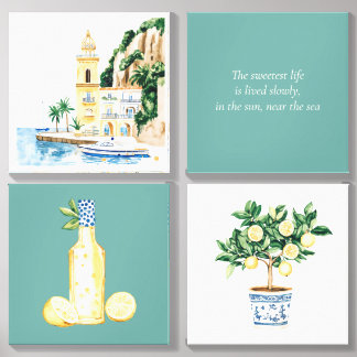 Amalfi Coast Photo Tile Set of 4 | Mediterranean L