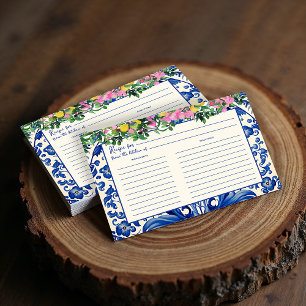 Amalfi Coast Pink Lemons Bridal Shower Recipe Enclosure Card