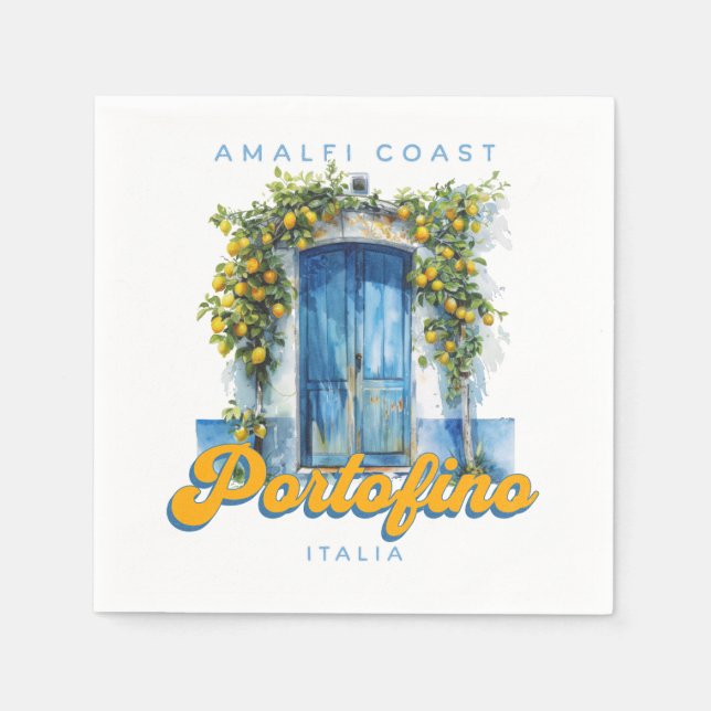 Amalfi Coast Portofino La Dolce Vita Italia Lemons Napkins (Front)