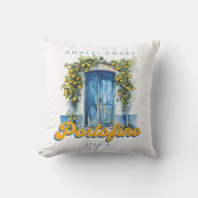 Amalfi Coast Portofino La Dolce Vita Italia Lemons Throw Pillow (Front)