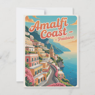 Amalfi Coast Positano Vintage Postcard