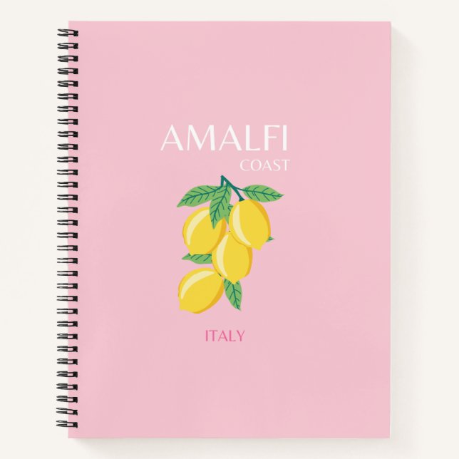 Amalfi Coast, Preppy Art, Pink, Travel Notebook (Front)