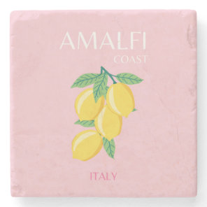 Amalfi Coast, Preppy Art, Pink, Travel Stone Coaster