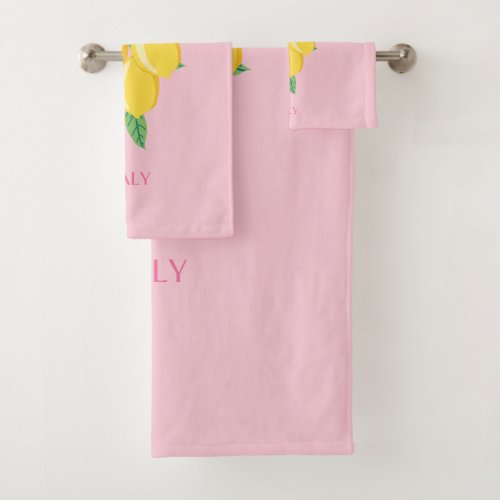 Amalfi Coast Preppy Room Pink Bath Towel Set