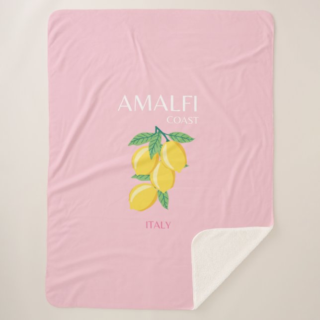 Amalfi Coast, Preppy Room, Pink Sherpa Blanket (Front)