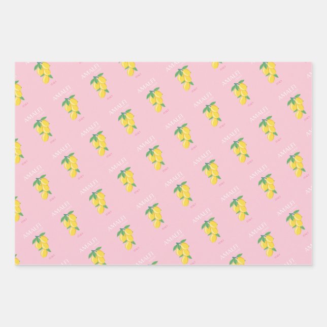 Amalfi Coast, Preppy Room, Pink Wrapping Paper Sheets (Front)