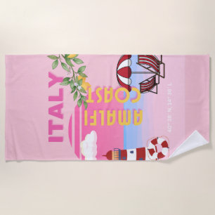 Amalfi Coast, Preppy Travel, Pink Beach Towel
