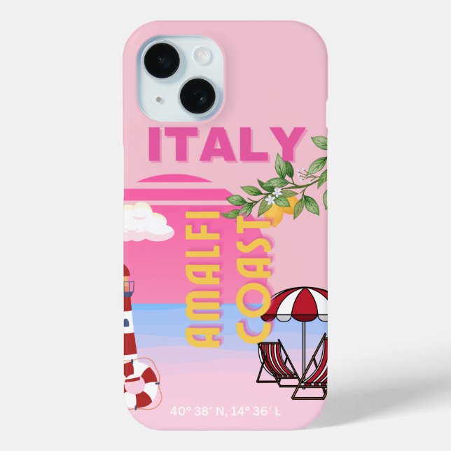 Amalfi Coast, Preppy Travel, Pink Case-Mate iPhone Case (Back)