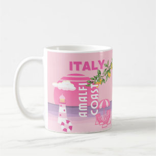 Amalfi Coast, Preppy Travel, Pink Coffee Mug