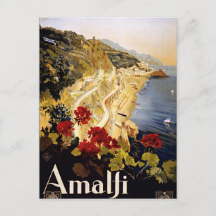 Amalfi Coast Retro Italy Europe Vintage Travel Postcard